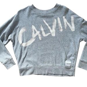 Calvin Klein Performance Brushed-Logo Sweatshirt Ladies Size Small Gray